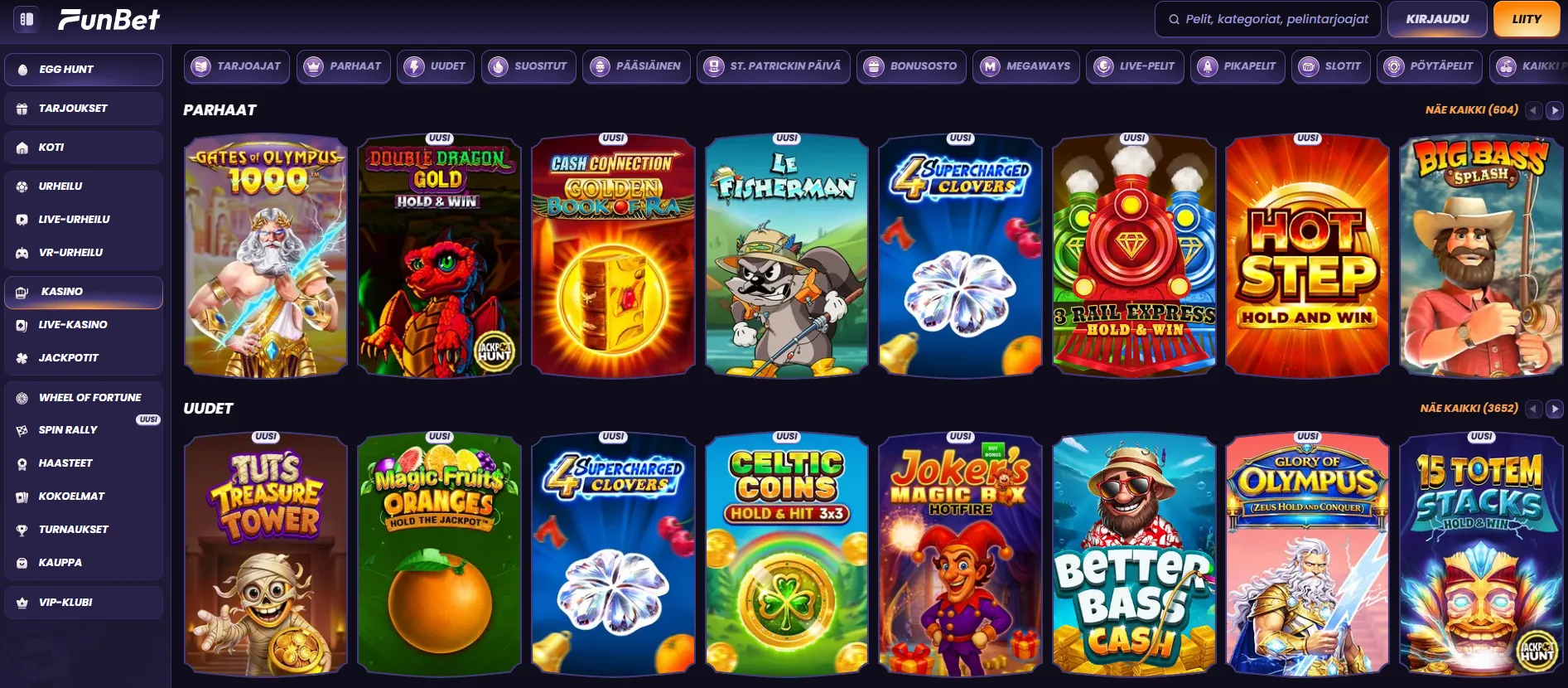 Slotit, live-kasino ja jackpotit – parhaat pelit neljällä kasinolla